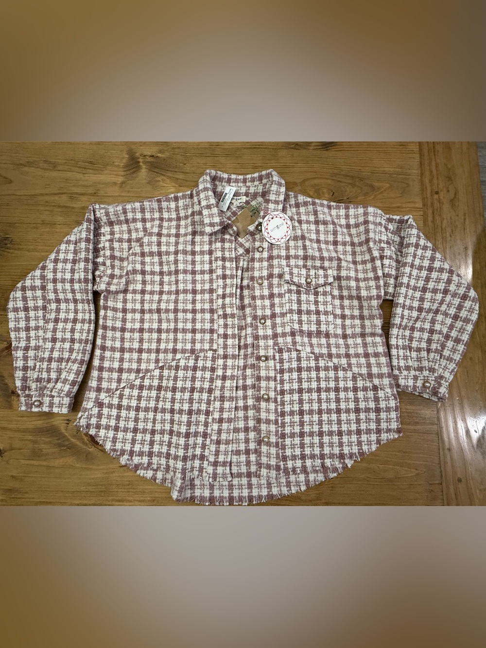 NWT Umgee Dusty Pink Plaid Oversized Jacket Shacket